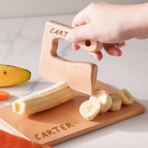 Montessori Toddler Toys, Wood Toddler Toy, Personalized Kid Knife Cutting Board Set, 1st Birthday Gift, Child Kitchen Tools [W]