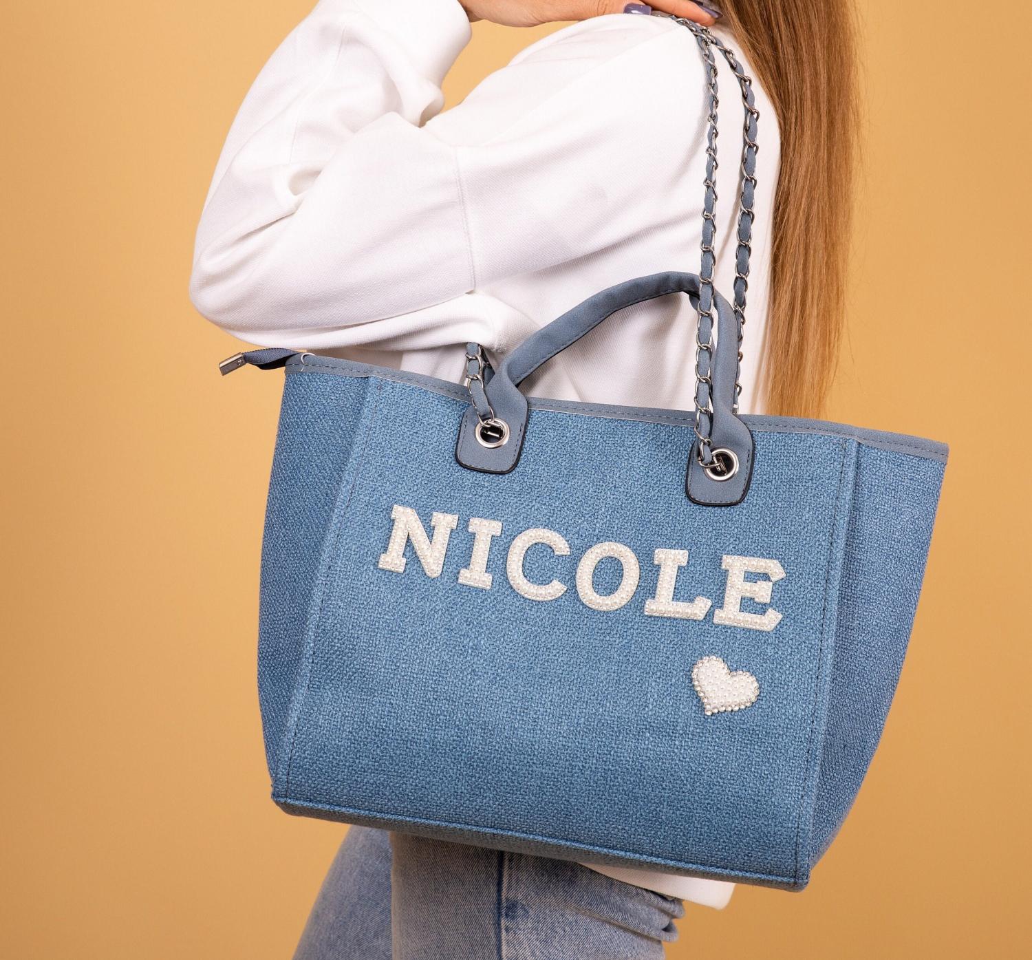 Bride Tote bag, Bridal Gift, Bachelorette bags, Honeymoon beach bag, Customized Bride Bags, Bachelorette totes- chain, pearls, Made To Order