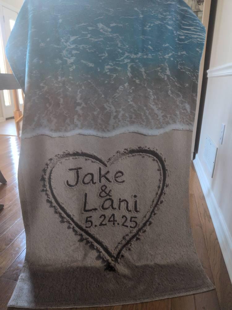 Personalized Mr & Mrs Beach Towel, Honeymoon Newlywed Gift (Set of Two)