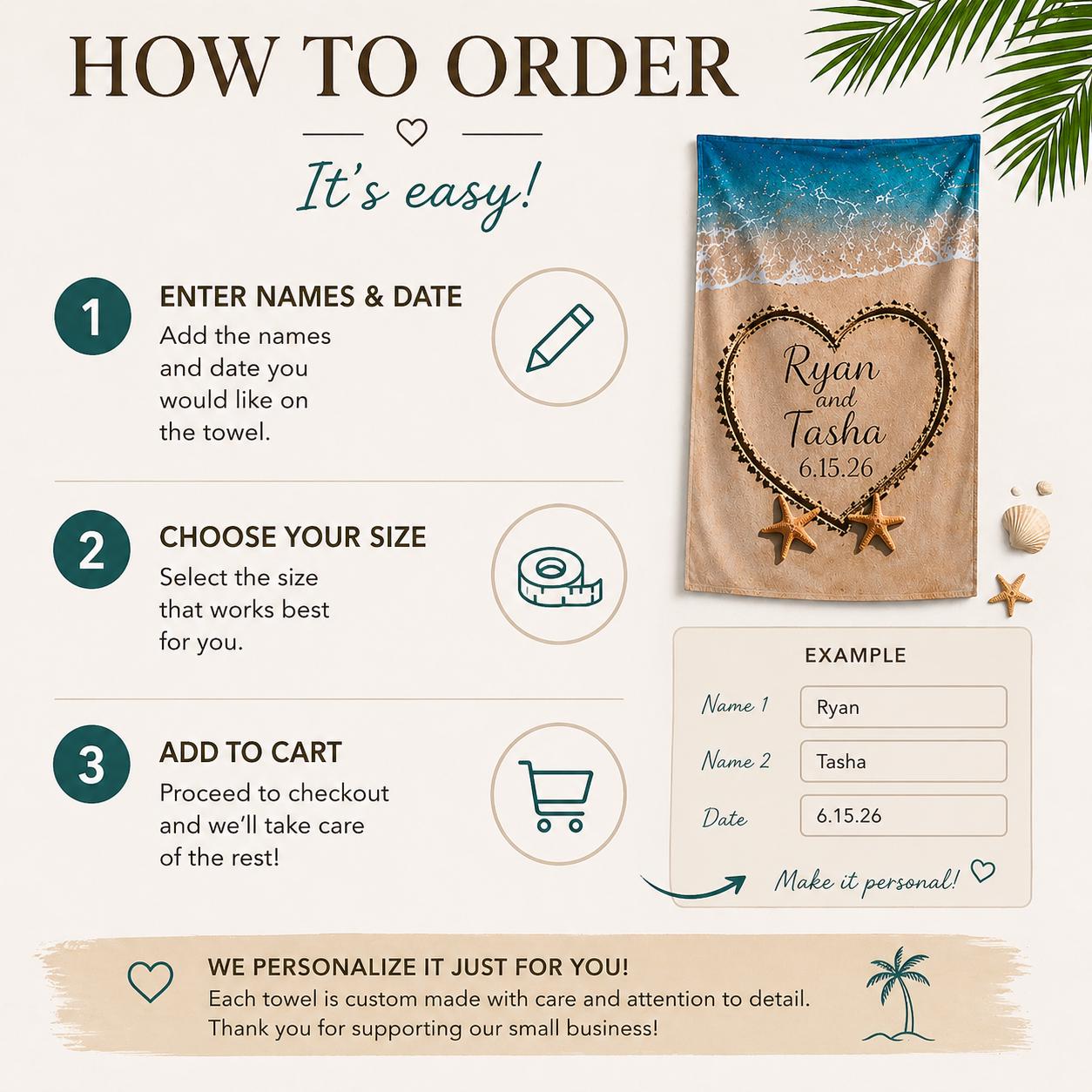 Personalized Mr & Mrs Beach Towel, Honeymoon Newlywed Gift (Set of Two)