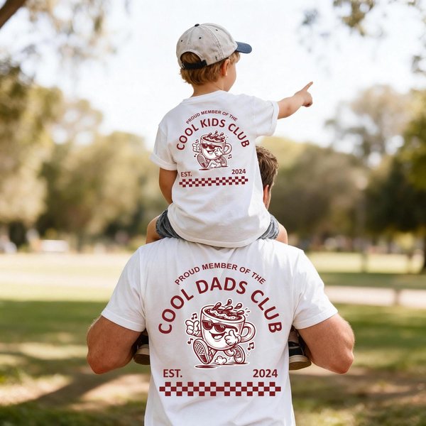 Cool Dads Club Personalized Dad and Child Shirt Set, Matching Look with Birth Year, Cool Kids Club Children's Shirt, Father's Day Gift