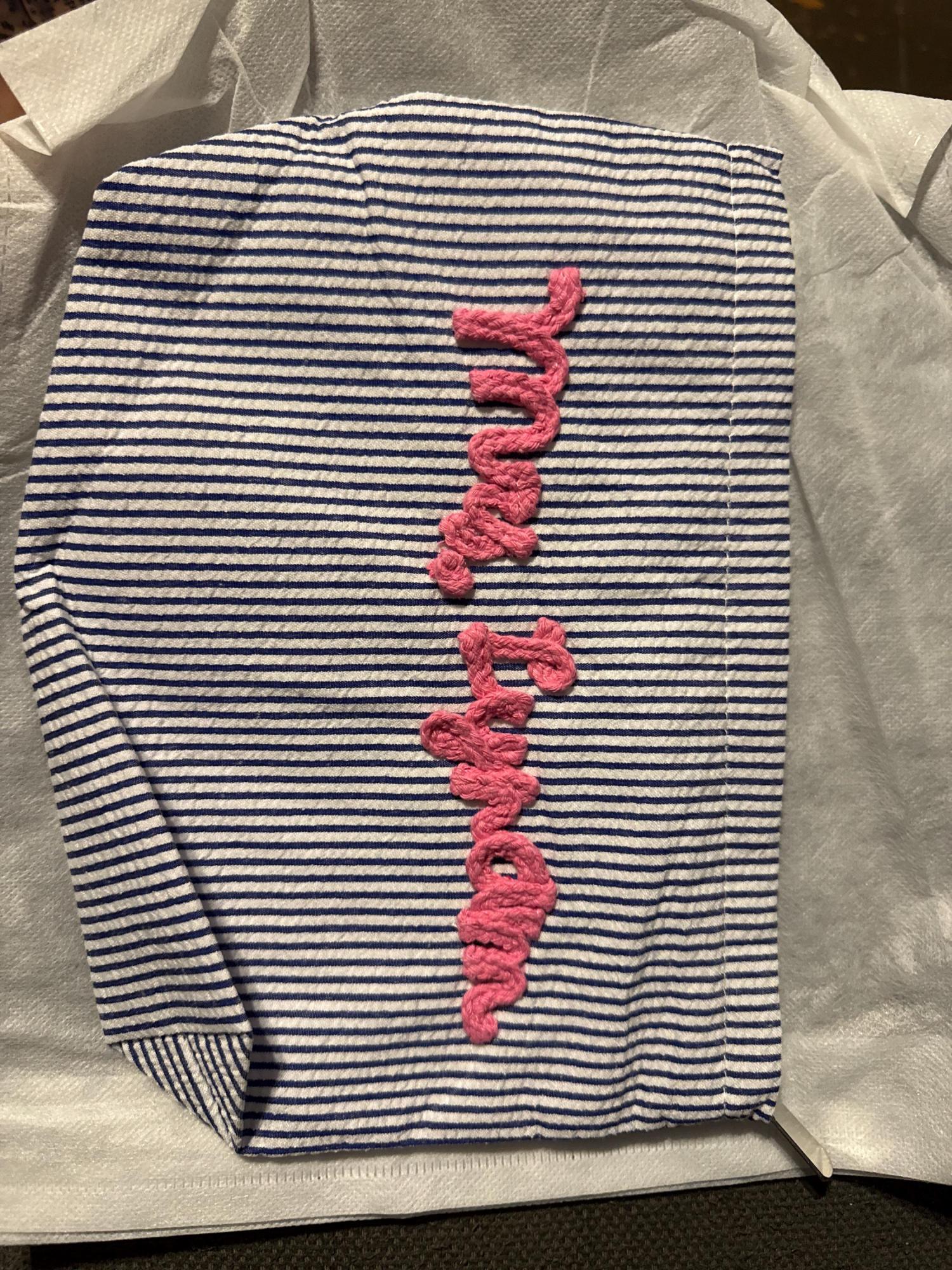 Custom Seersucker Makeup Bag Vacation Travel Pouch Personalized Chenille Name Toiletry Bag Summer Beach Bag Organizer Cosmetic Gift for Her