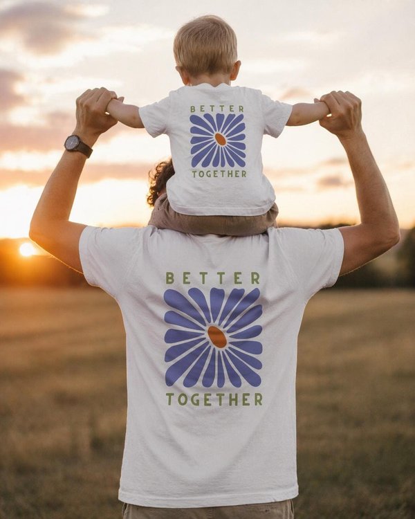 Better Together Dad and Child Matching Outfit Set - Father and Child Retro Floral Print T-Shirt - Matching Family Outfit Gift for Dad and Baby