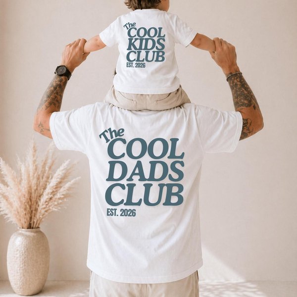 Matching Dads Club T-Shirt EST. 2026. Father-child matching T-shirt with year, father-child outfit, family look, gift for dad and baby.