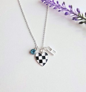 Checkered Flag Necklace-Personalized Racing Gift-Racing Necklace for Women-Moto Wife Gift