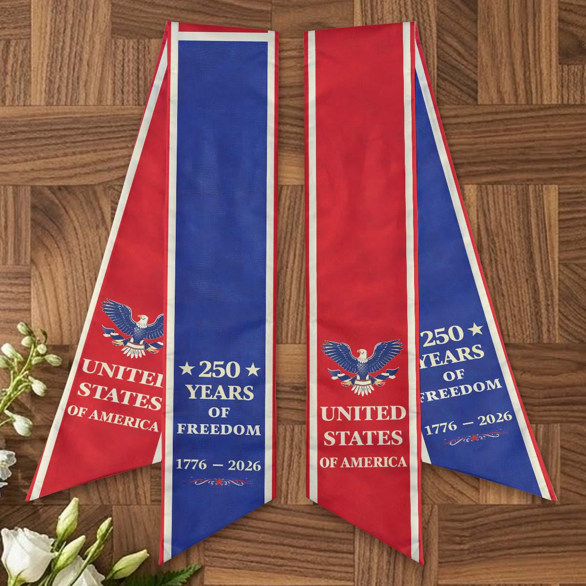 USA 250th Anniversary Patriotic Sash, American Independence Celebration Ribbon
