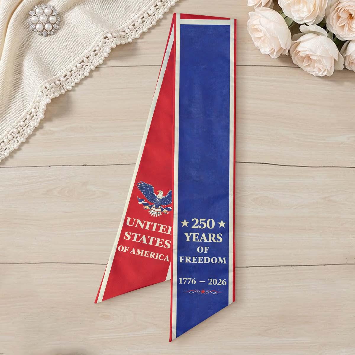 USA 250th Anniversary Patriotic Sash, American Independence Celebration Ribbon