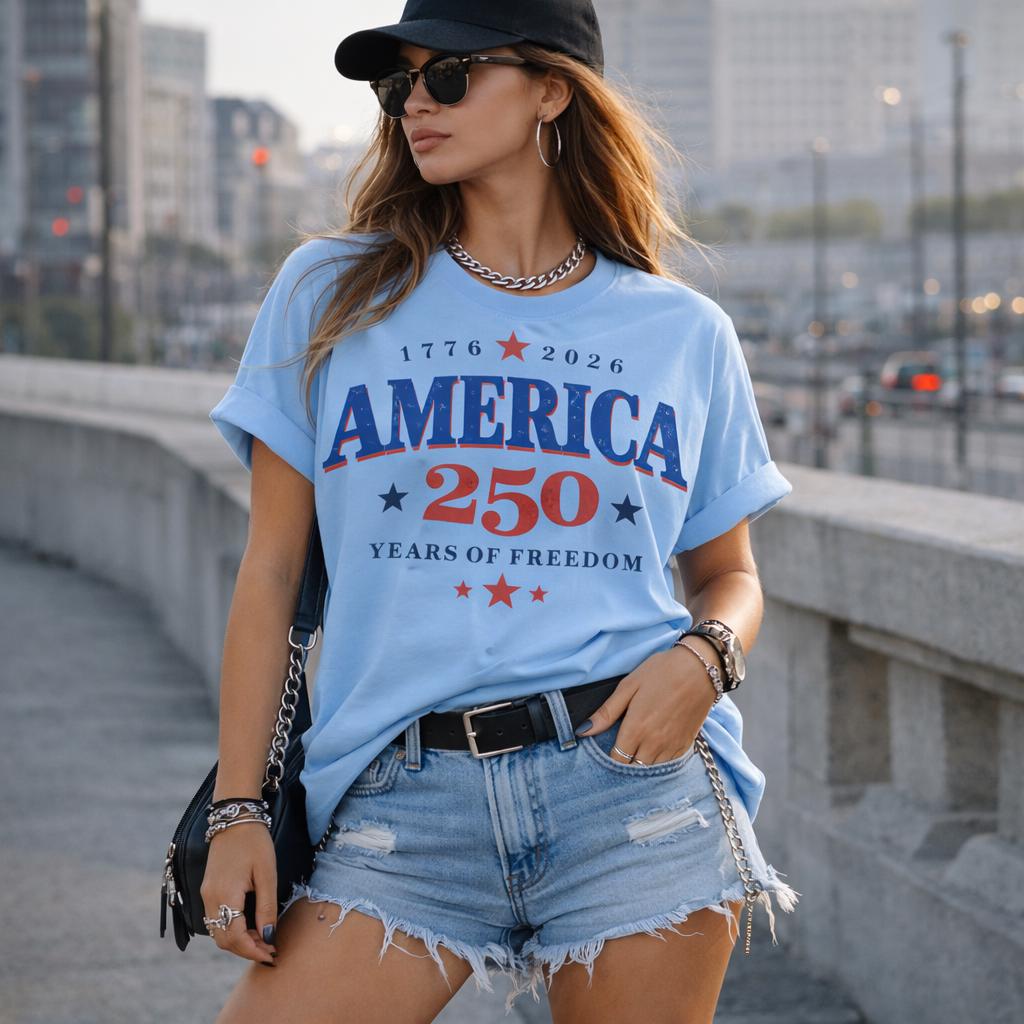 America 250 Years Freedom Retro Americana Graphic, Retro USA 250th Anniversary 2026 PNG, 250 Years of America, Patriotic Graphic 4th of July
