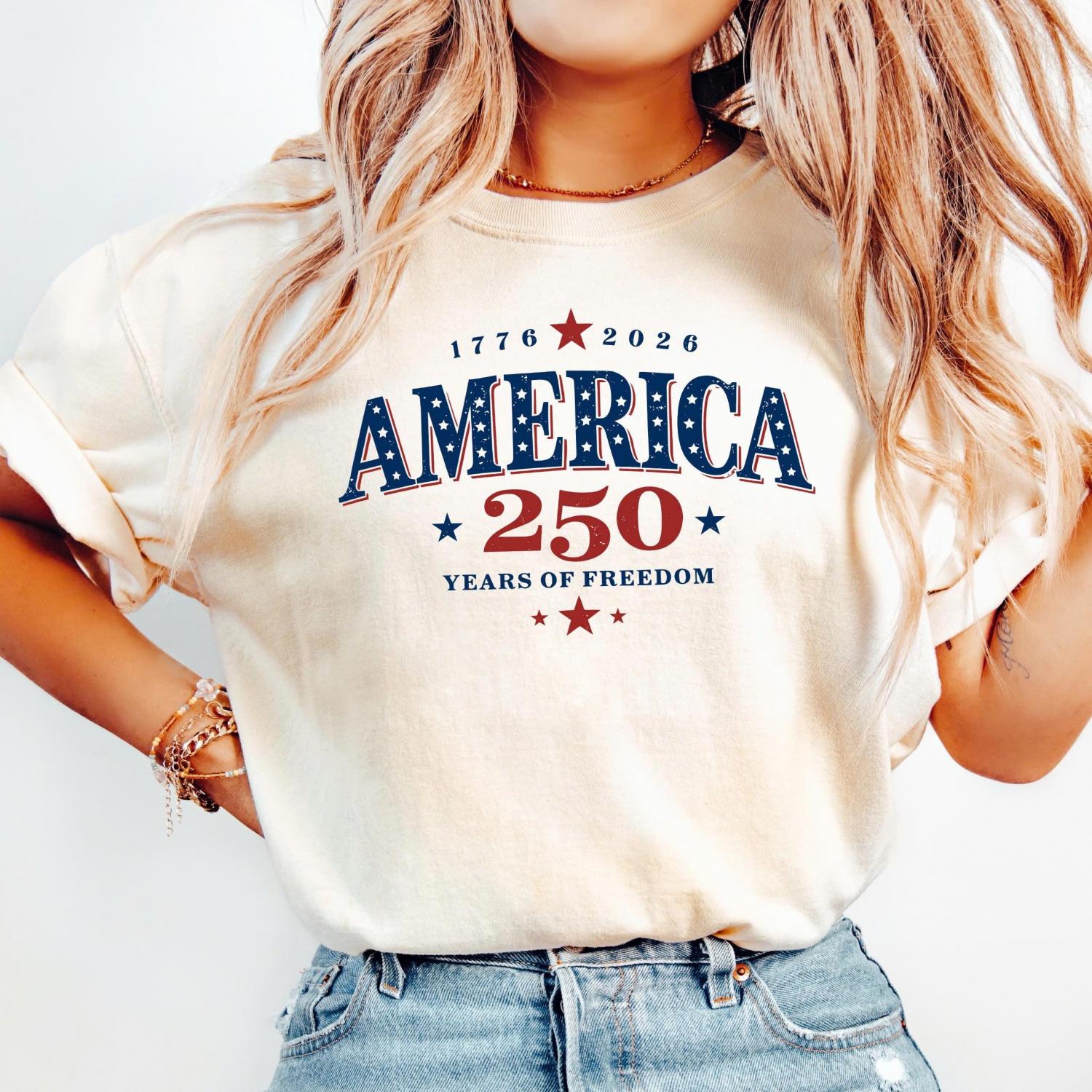 America 250 Years Freedom Retro Americana Graphic, Retro USA 250th Anniversary 2026 PNG, 250 Years of America, Patriotic Graphic 4th of July