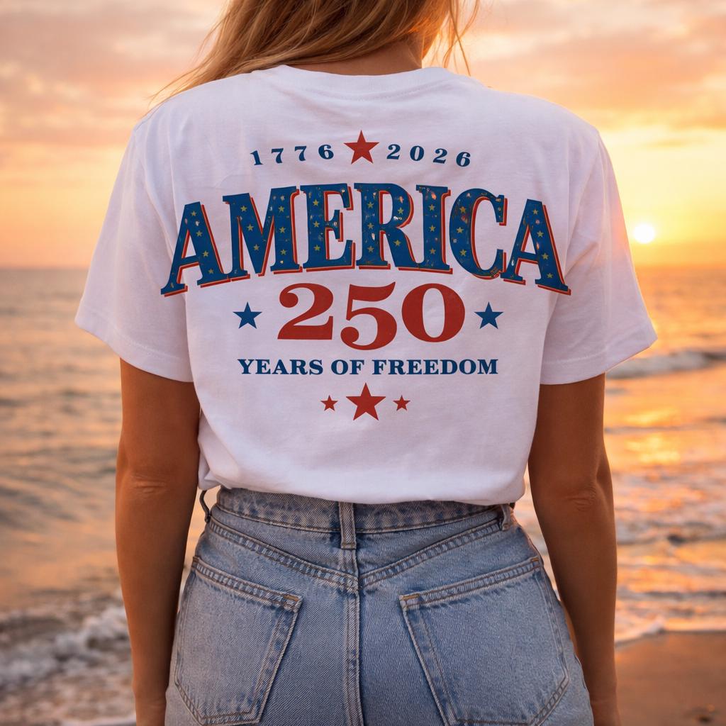 America 250 Years Freedom Retro Americana Graphic, Retro USA 250th Anniversary 2026 PNG, 250 Years of America, Patriotic Graphic 4th of July