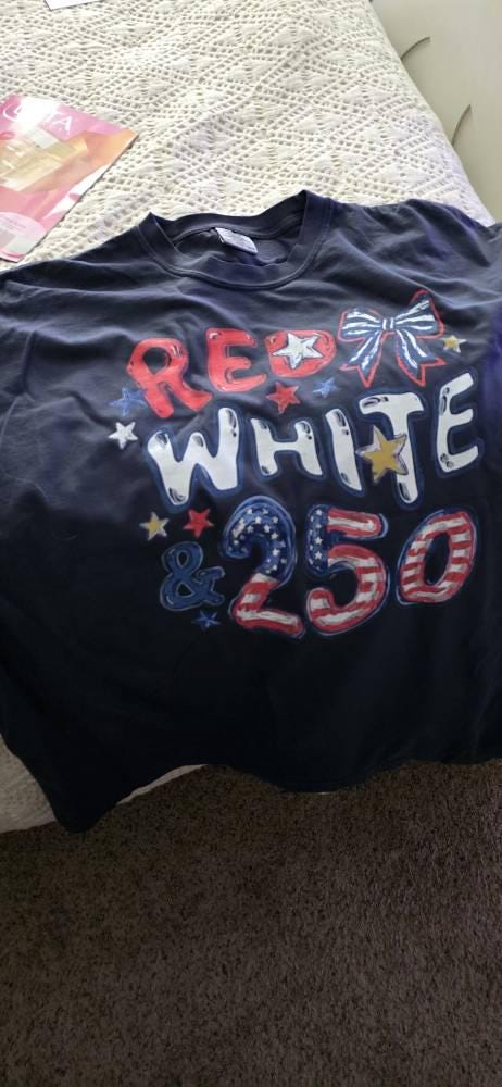 Comfort Colors 250th Anniversary Shirt, Red White and 250 Tee, 4th of July Shirt, Preppy Patriotic Tee, USA America Shirt, Flag Tshirt