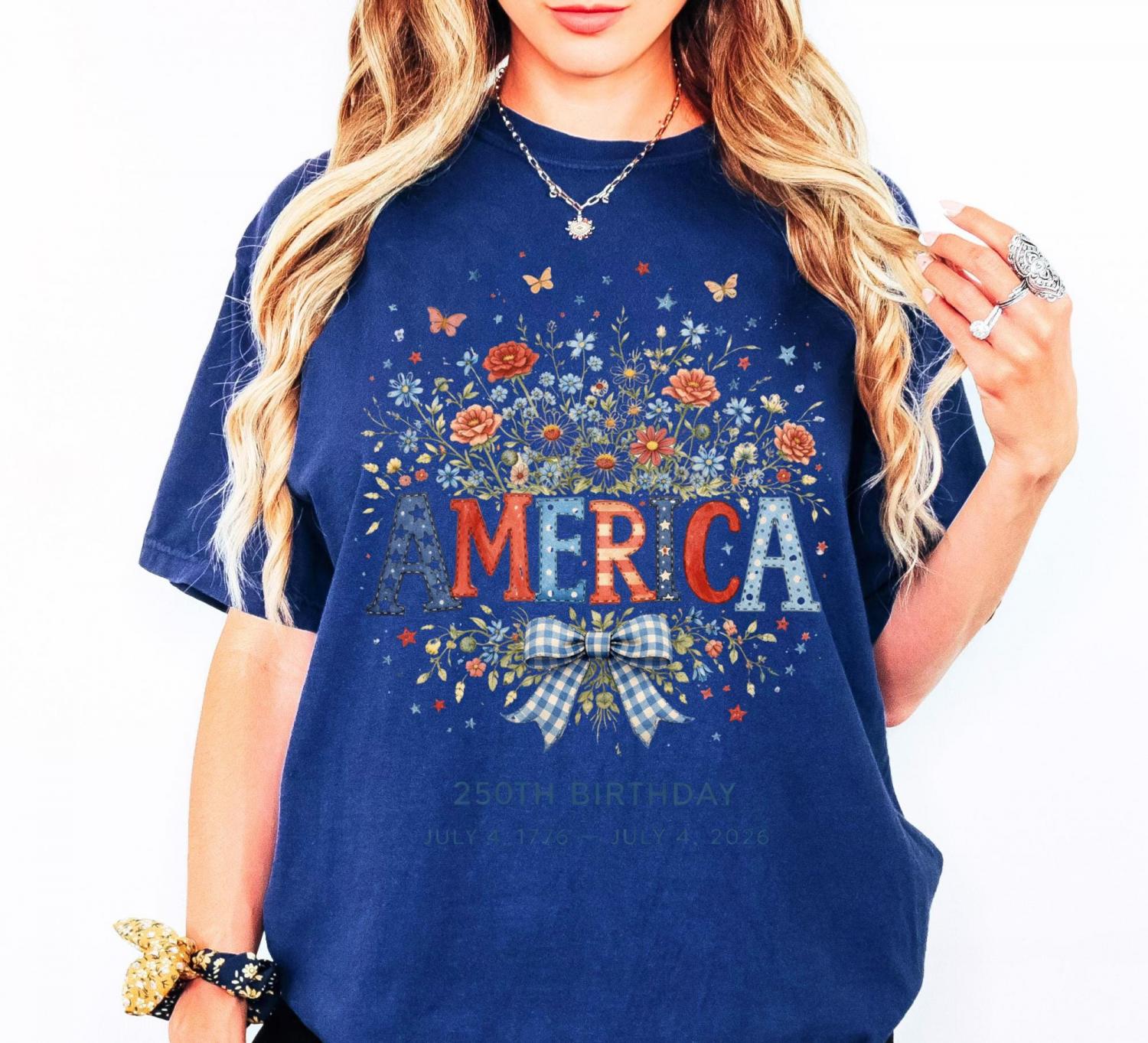Comfort Colors America 250th Birthday Shirt, 4th Of July 2026 Patriotic Floral Shirt, USA Independence Day Shirt, Vintage America Shirt