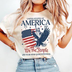 Comfort Colors® America 250 Shirt, Patriotic Eagle Graphic Tee, USA 250th Birthday Shirt, 4th of July Womens Top, Independence Day Gift Idea