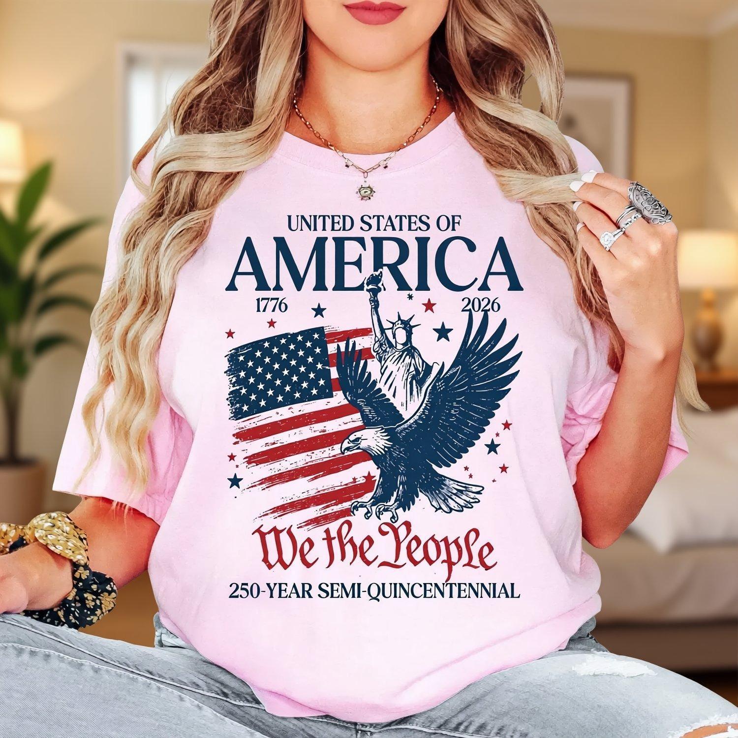 Comfort Colors® America 250 Shirt, Patriotic Eagle Graphic Tee, USA 250th Birthday Shirt, 4th of July Womens Top, Independence Day Gift Idea