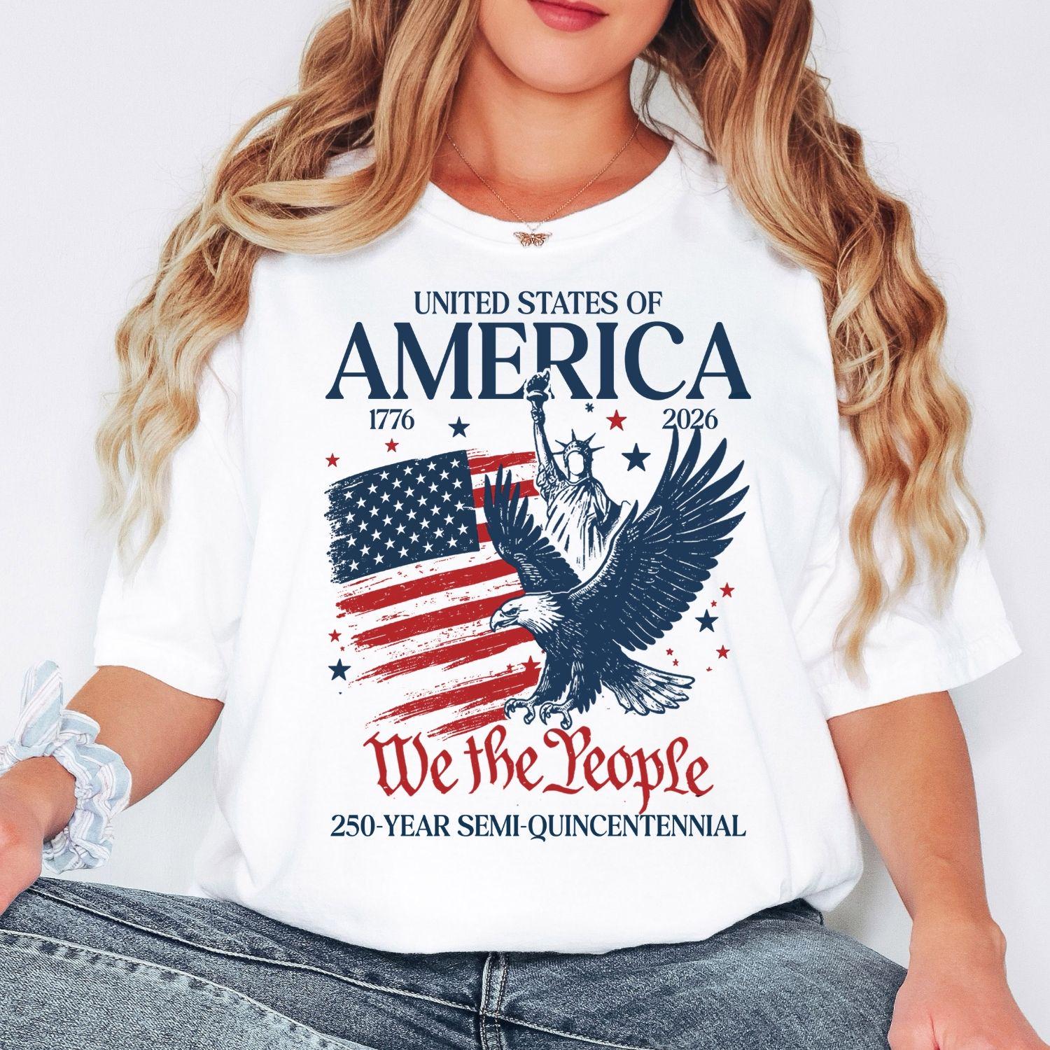 Comfort Colors® America 250 Shirt, Patriotic Eagle Graphic Tee, USA 250th Birthday Shirt, 4th of July Womens Top, Independence Day Gift Idea