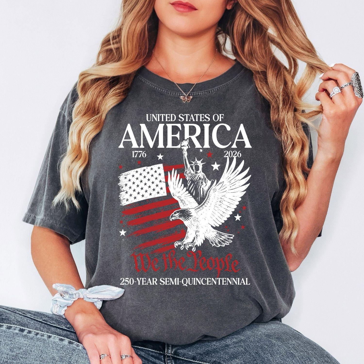Comfort Colors® America 250 Shirt, Patriotic Eagle Graphic Tee, USA 250th Birthday Shirt, 4th of July Womens Top, Independence Day Gift Idea