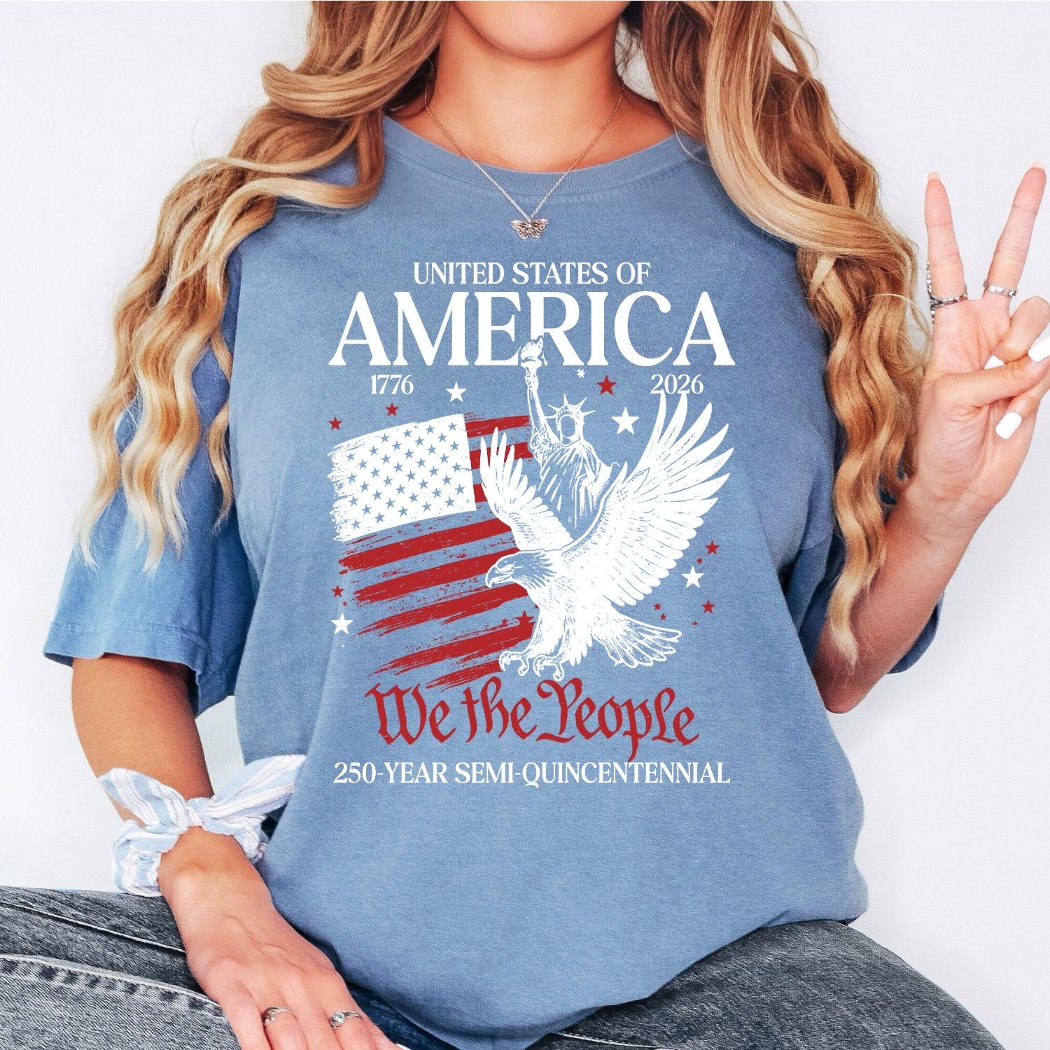 Comfort Colors® America 250 Shirt, Patriotic Eagle Graphic Tee, USA 250th Birthday Shirt, 4th of July Womens Top, Independence Day Gift Idea