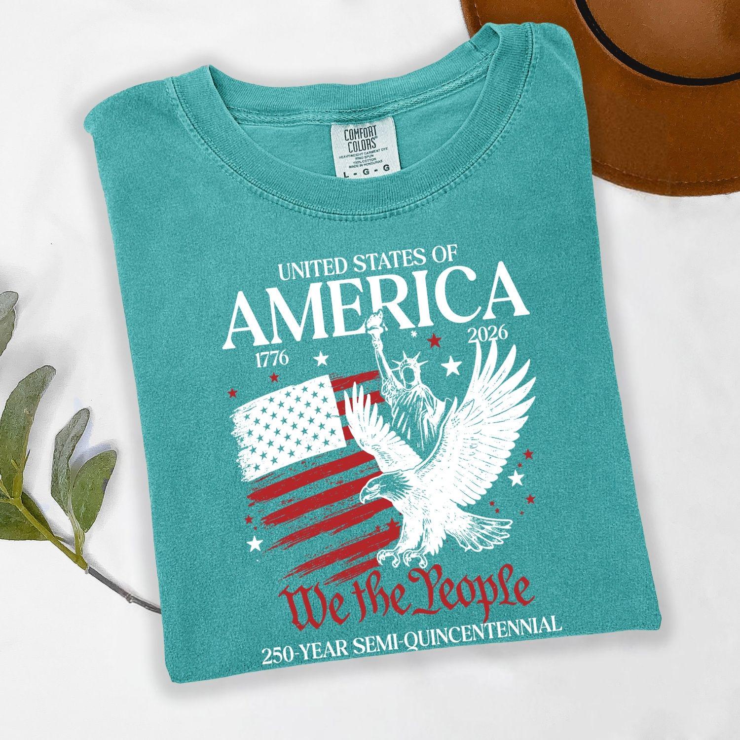 Comfort Colors® America 250 Shirt, Patriotic Eagle Graphic Tee, USA 250th Birthday Shirt, 4th of July Womens Top, Independence Day Gift Idea