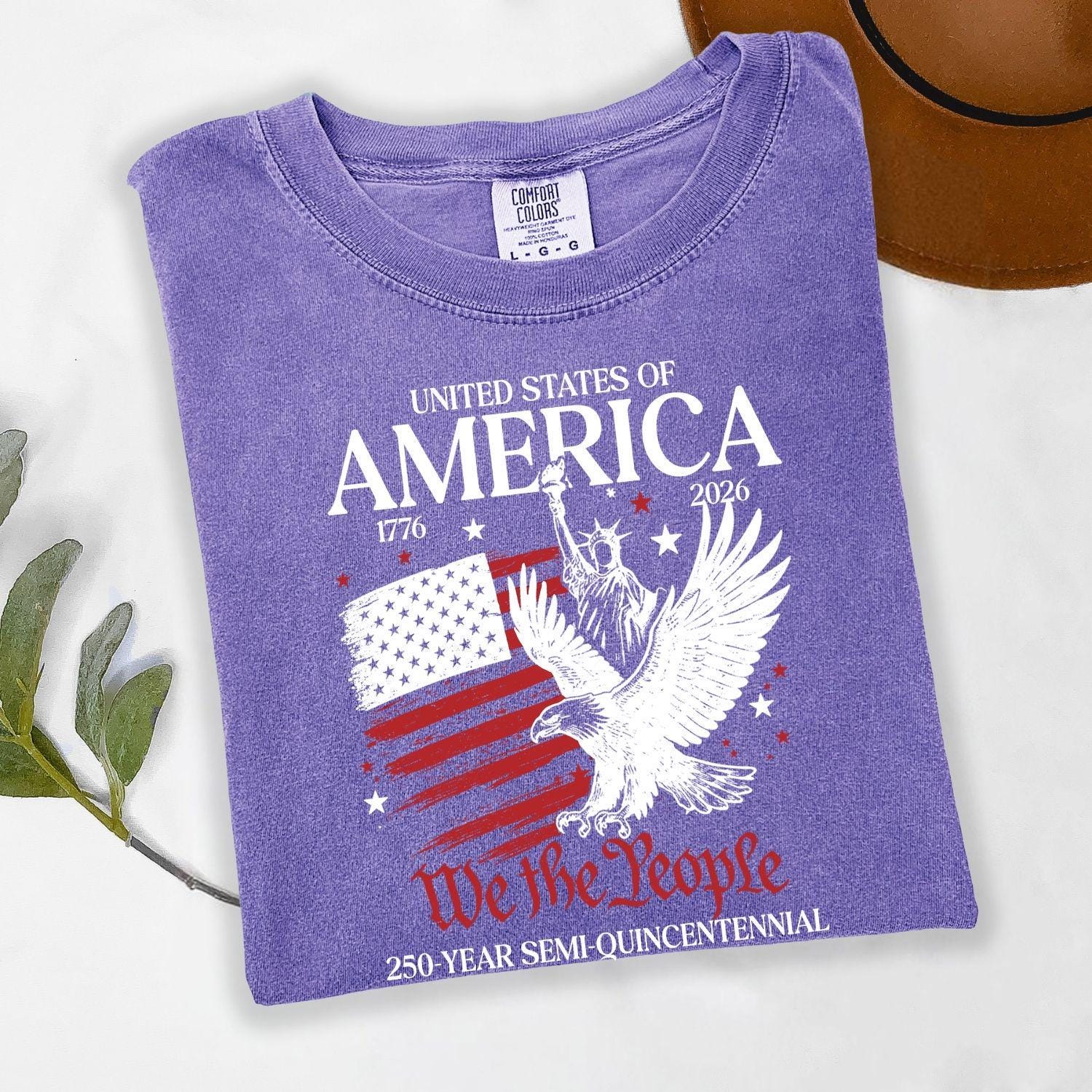 Comfort Colors® America 250 Shirt, Patriotic Eagle Graphic Tee, USA 250th Birthday Shirt, 4th of July Womens Top, Independence Day Gift Idea