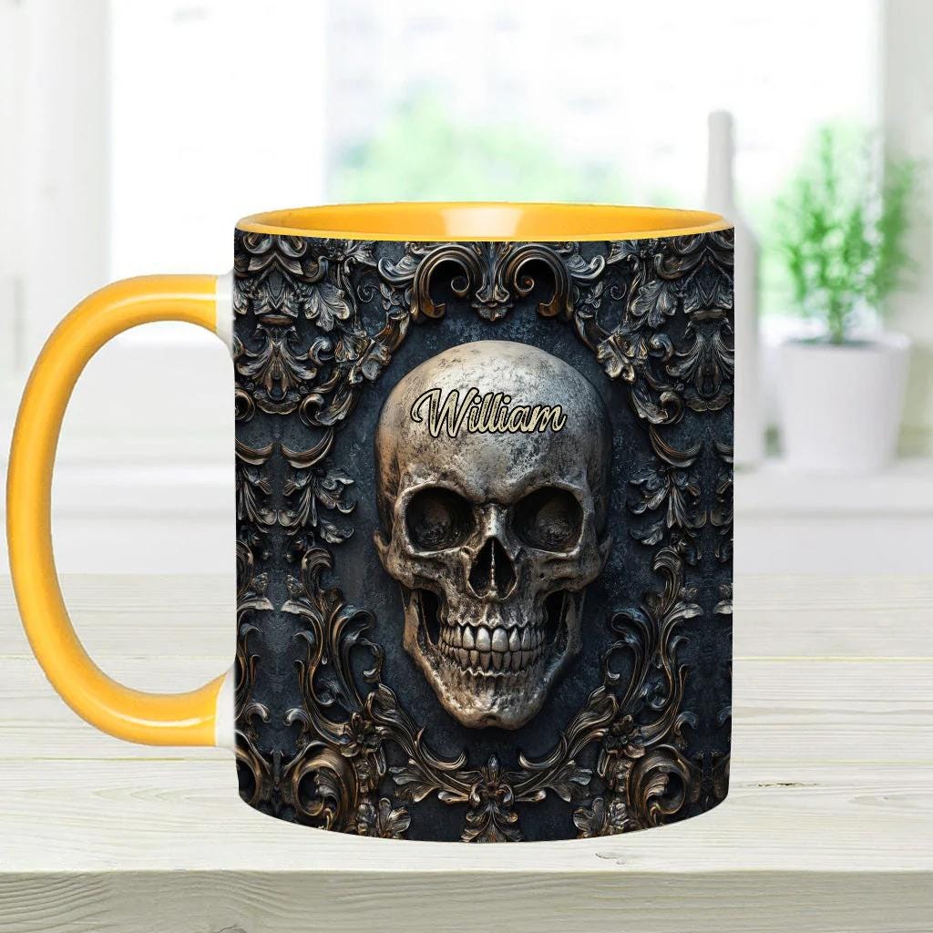 Touch My Coffee And I Will Drink It From Your Skull Personalized Skull Accent Mug, Dark Gothic Cup, Gift for Men, Military Gift for Dad 2025