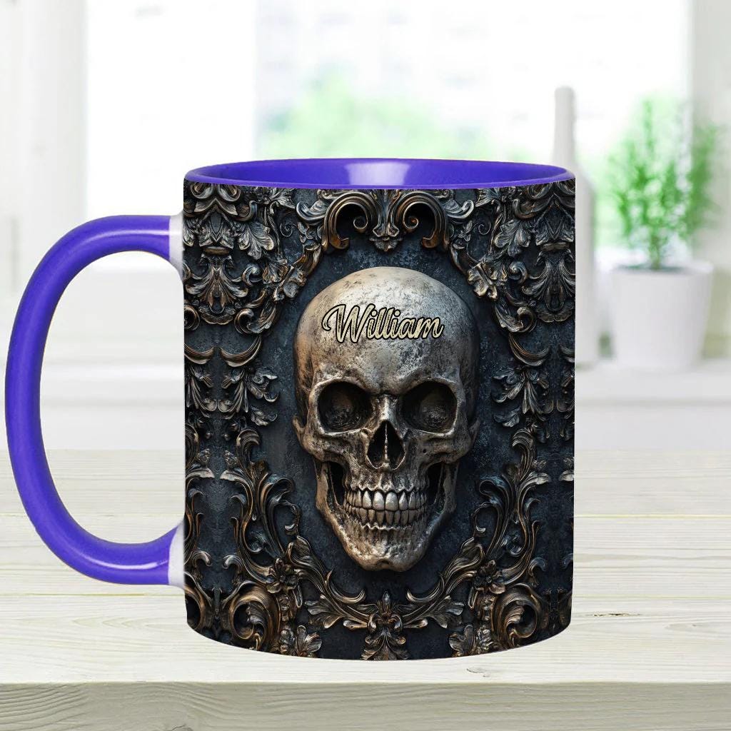 Touch My Coffee And I Will Drink It From Your Skull Personalized Skull Accent Mug, Dark Gothic Cup, Gift for Men, Military Gift for Dad 2025