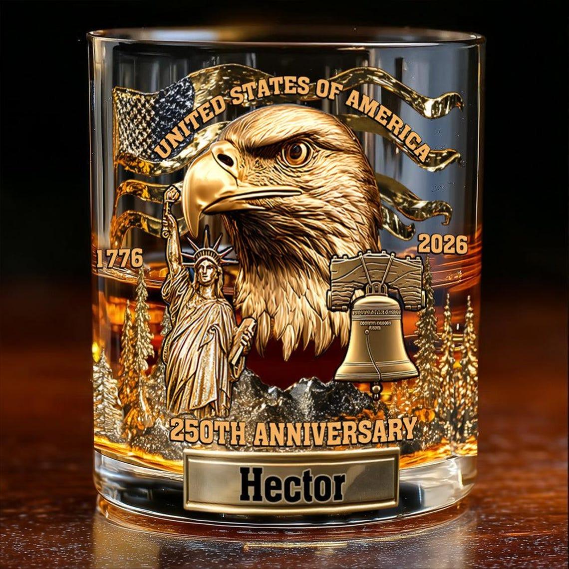 250th Anniversary America Whiskey Glass, 250 Years USA Independence Day Glass, 1776-2026 Semiquincentennial, 4th Of July Patriotic Gift