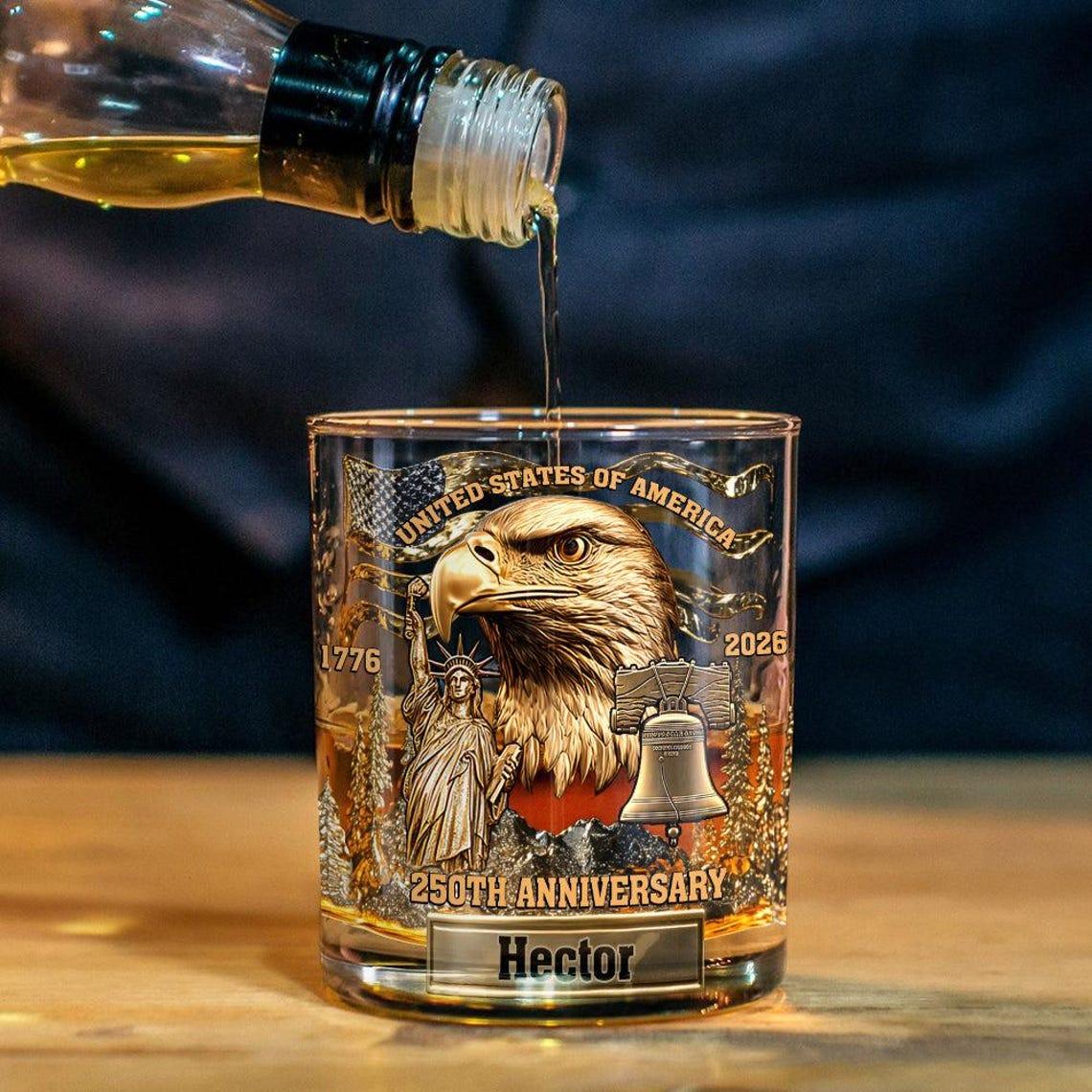 250th Anniversary America Whiskey Glass, 250 Years USA Independence Day Glass, 1776-2026 Semiquincentennial, 4th Of July Patriotic Gift