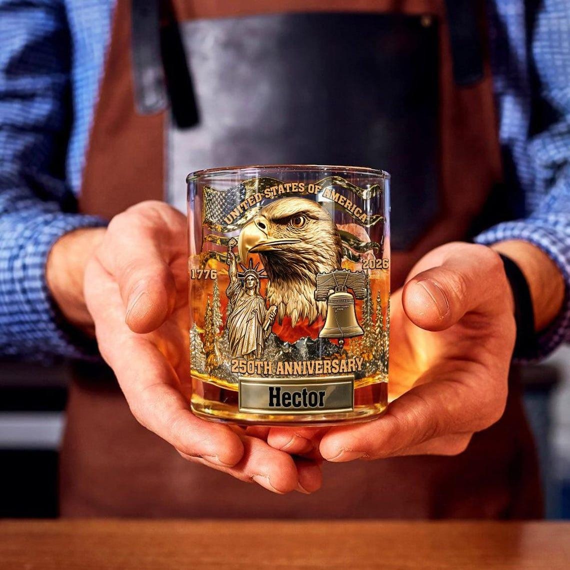250th Anniversary America Whiskey Glass, 250 Years USA Independence Day Glass, 1776-2026 Semiquincentennial, 4th Of July Patriotic Gift