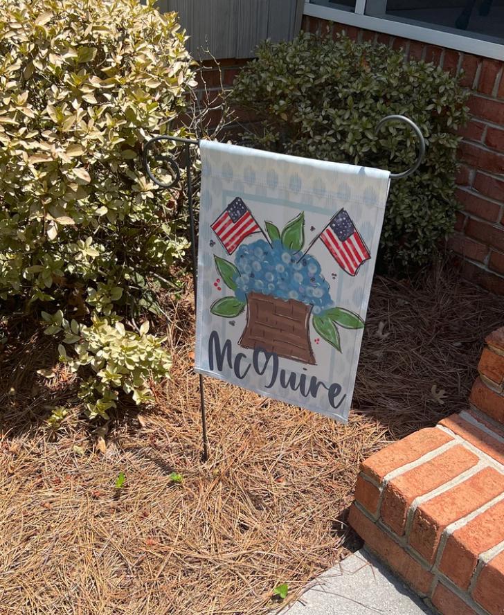Personalized Patriotic Garden Flag Hydrangea American Flag Mothers Day Gift Custom Name Flag Preppy Fourth July Porch Decor USA Yard Flag