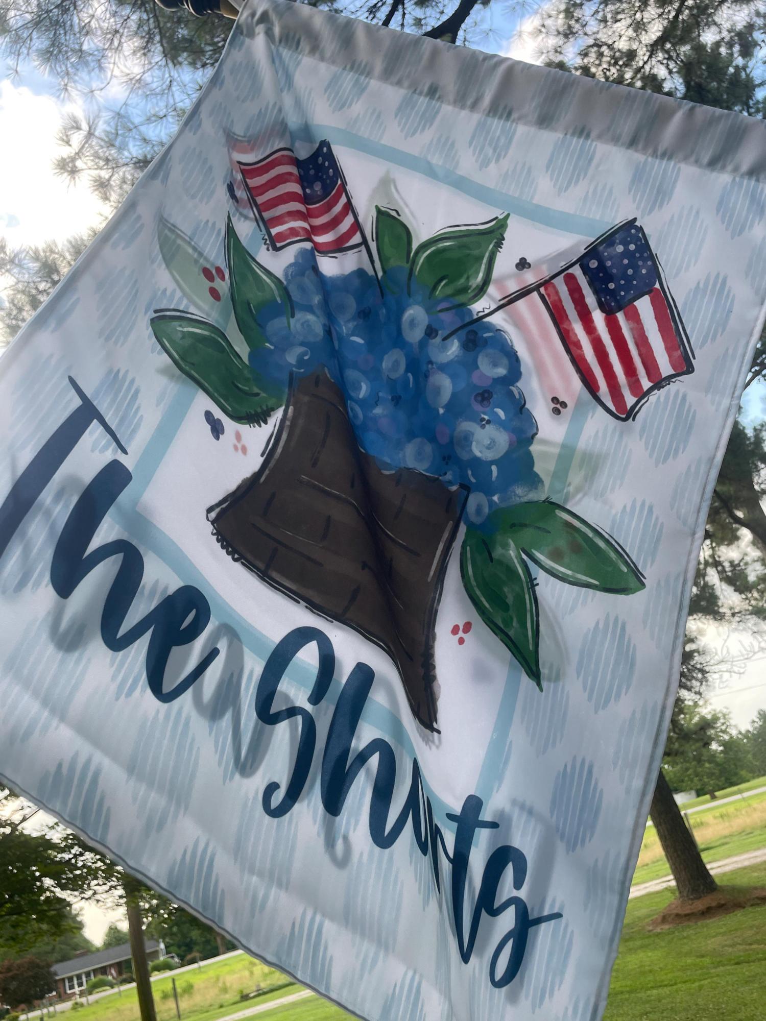 Personalized Patriotic Garden Flag Hydrangea American Flag Mothers Day Gift Custom Name Flag Preppy Fourth July Porch Decor USA Yard Flag