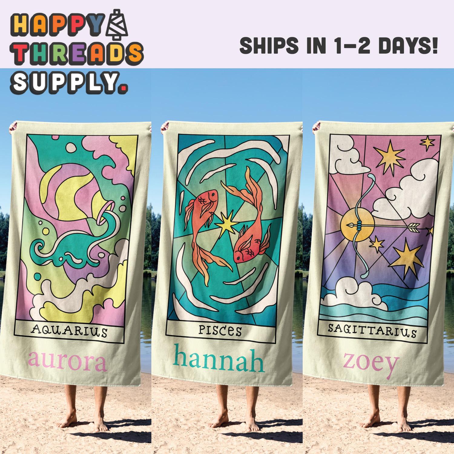 Custom Zodiac Beach Towel: Personalized Horoscope Gift