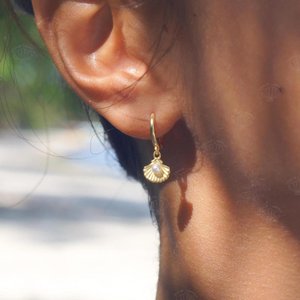 Seashell Earrings, Freshwater Pearl, Gold Vermeil, Waterproof Beach Jewelry, Tiny Earrings, Surfer, Hypoallergenic, Mermaid, Come in Pairs