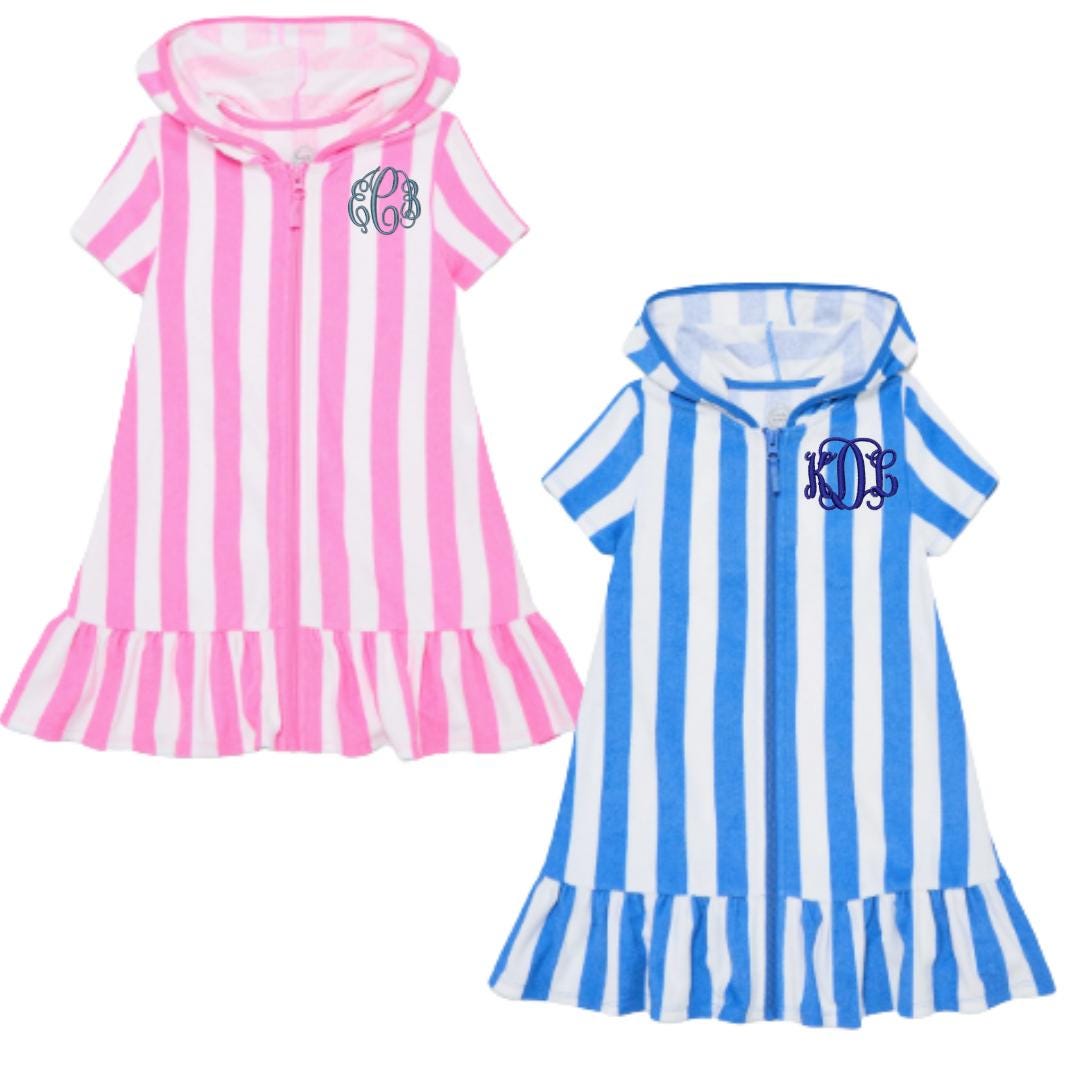 Personalized Girls Terry Cloth Swim Cover Up – Hooded Beach Robe UPF 50 Protection