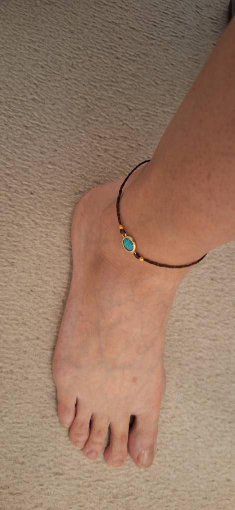 Hawaiian opal anklet, surfer beach anklet, anklet for woman, gift for her, turquoise anklet, sea anklet bracelet , beach jewelry, crystal