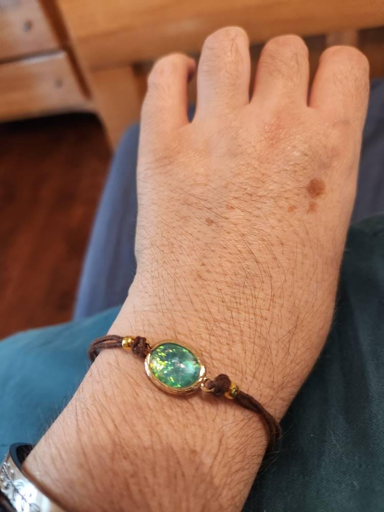 Blue or White Hawaiian Opal Adjustable Bracelet Handmade Beach Surfer Jewelry Handmade Boho Gift for Her