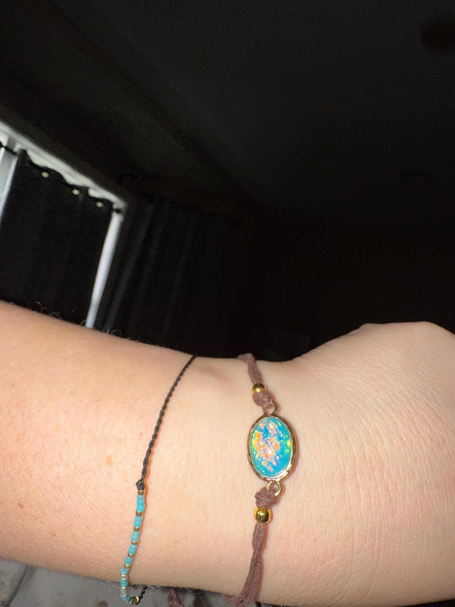 Blue or White Hawaiian Opal Adjustable Bracelet Handmade Beach Surfer Jewelry Handmade Boho Gift for Her
