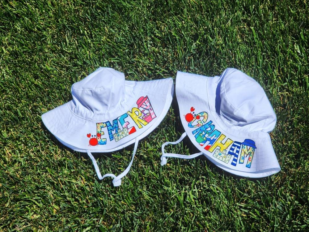 Personalized Name Baby Toddler Kids UV Sun protection bucket hat, beach hag, pool hat, summer hat, beach wear , baby sun