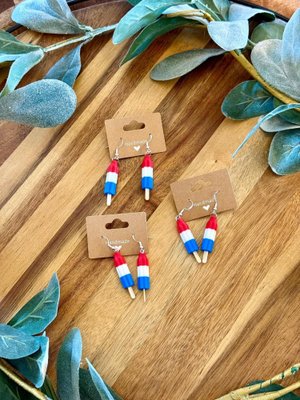 Bomb Pop Earrings: 4th of July Patriotic Dangle Jewelry