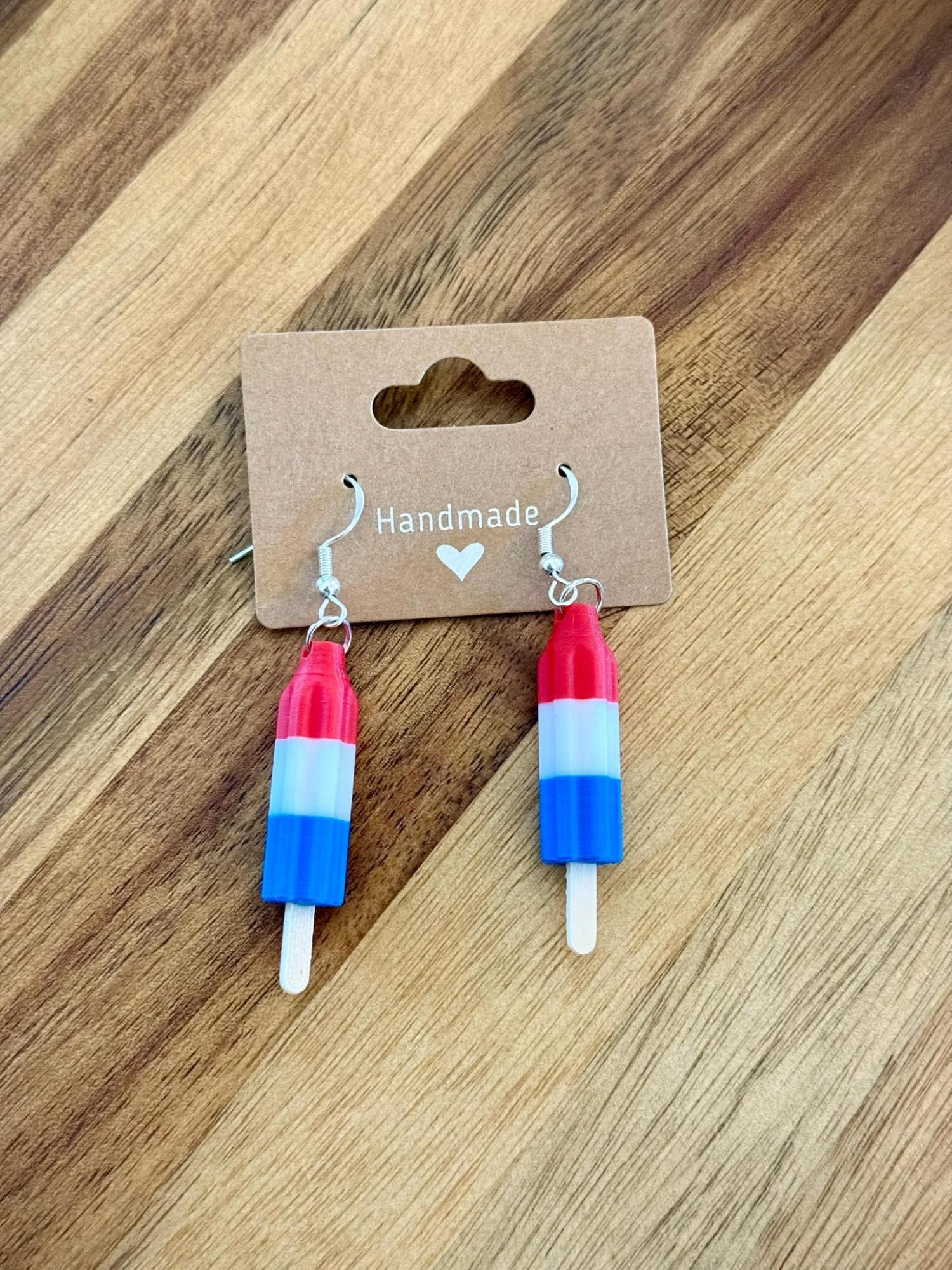 Bomb Pop Earrings: 4th of July Patriotic Dangle Jewelry