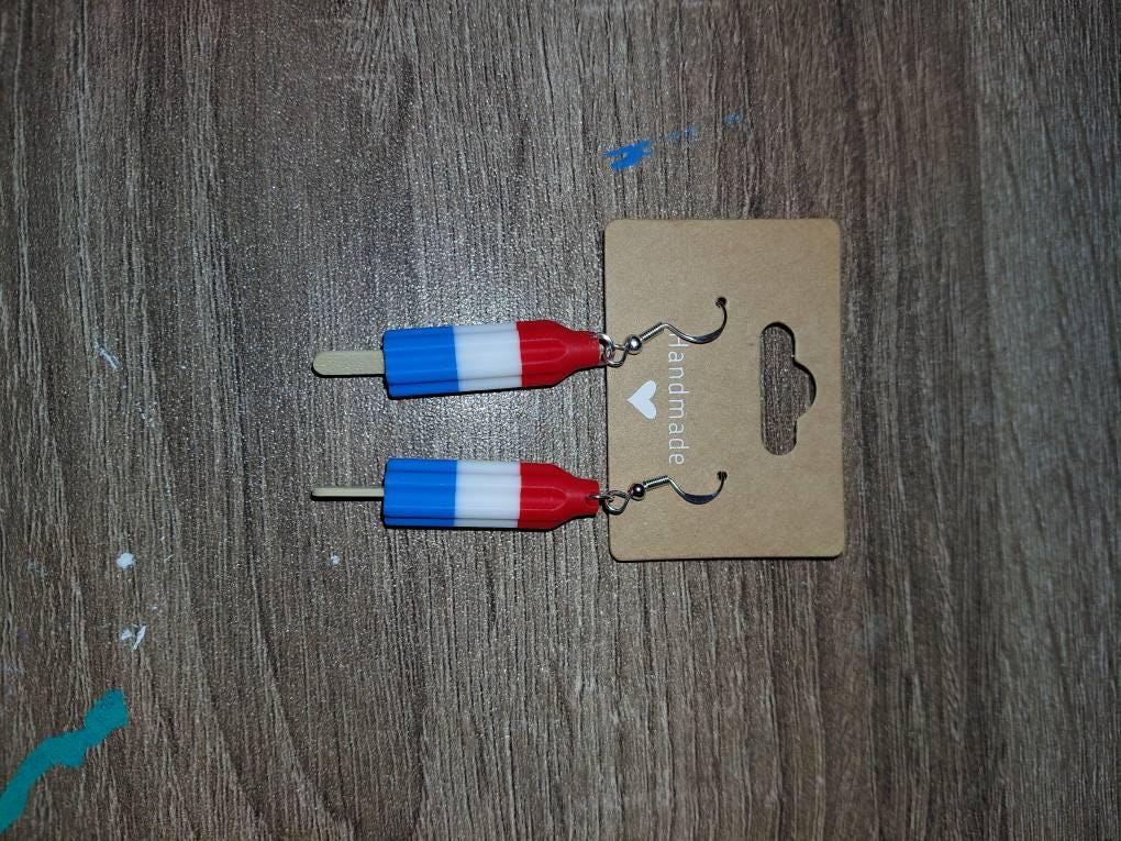 Bomb Pop Earrings: 4th of July Patriotic Dangle Jewelry