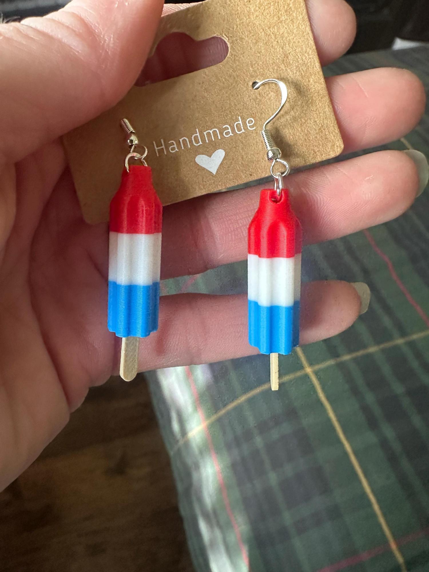 Bomb Pop Earrings: 4th of July Patriotic Dangle Jewelry