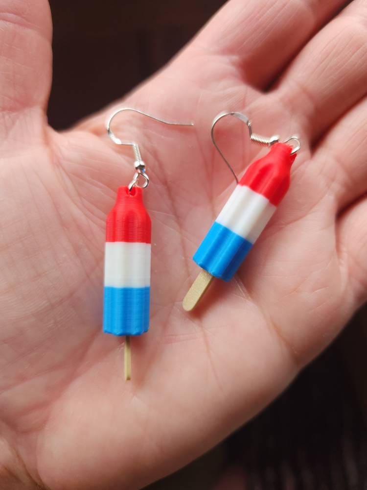 Bomb Pop Earrings: 4th of July Patriotic Dangle Jewelry