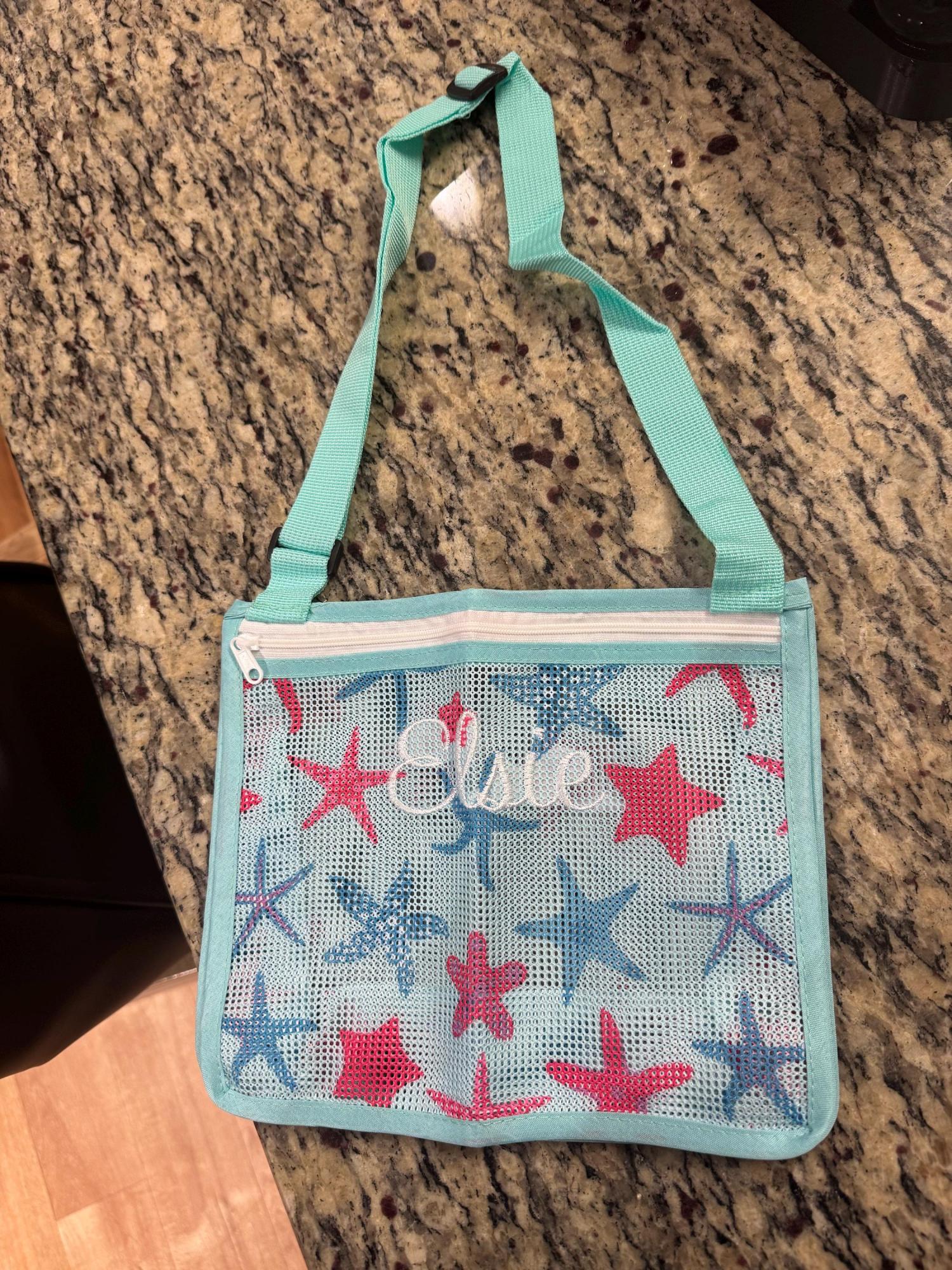 Personalized Kids' Beach Bag | Monogrammed Mesh Tote with Seashells – Summer Backpack & Accessory Gift