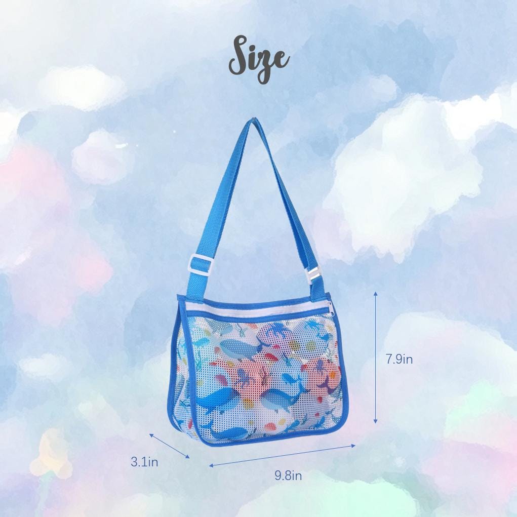 Personalized Kids' Beach Bag | Monogrammed Mesh Tote with Seashells – Summer Backpack & Accessory Gift