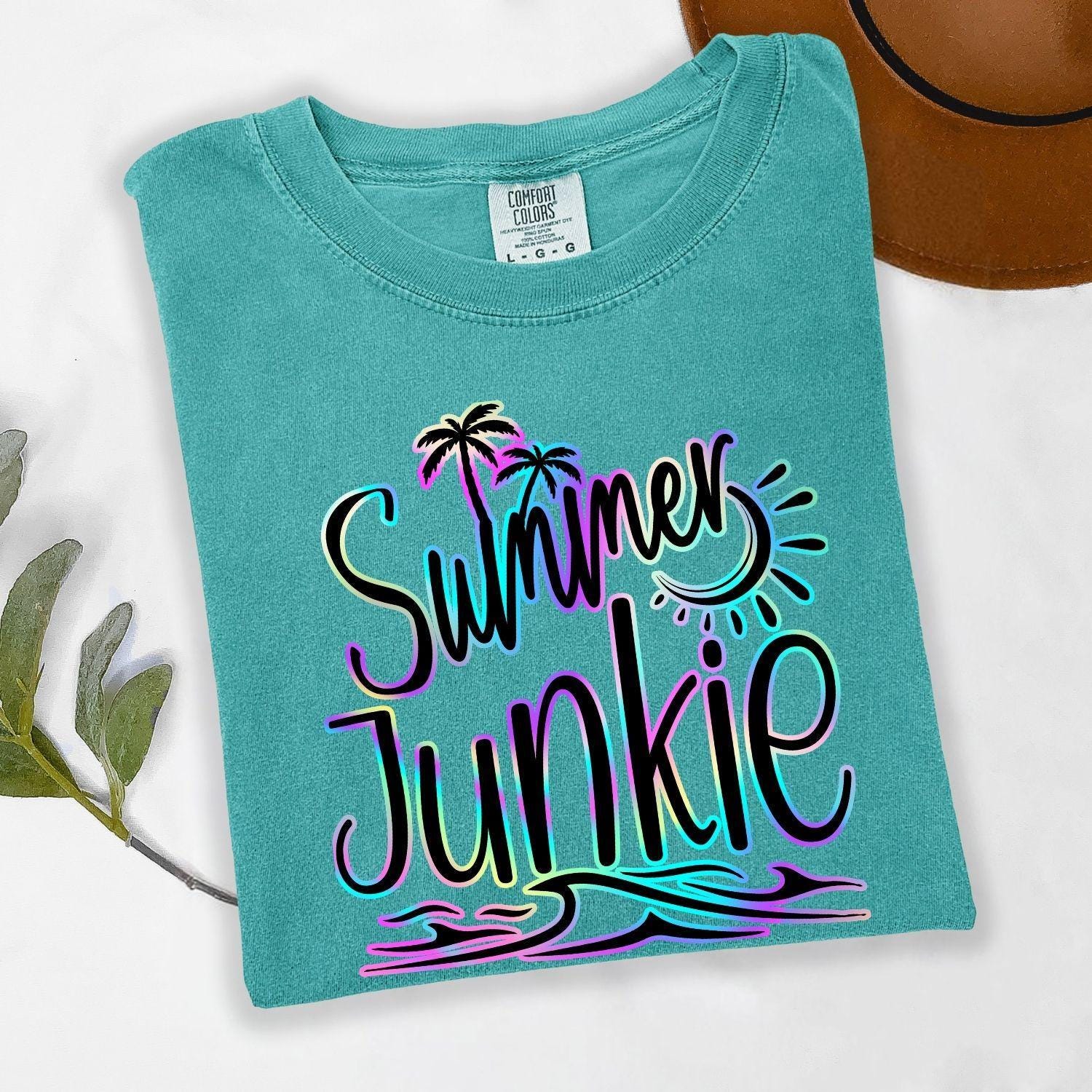 Comfort Colors® Beach Vacation Shirt, Summer Junkie Shirt, Summer Vibes Shirt, Ocean Wave Shirt, Tropical Palm Shirt