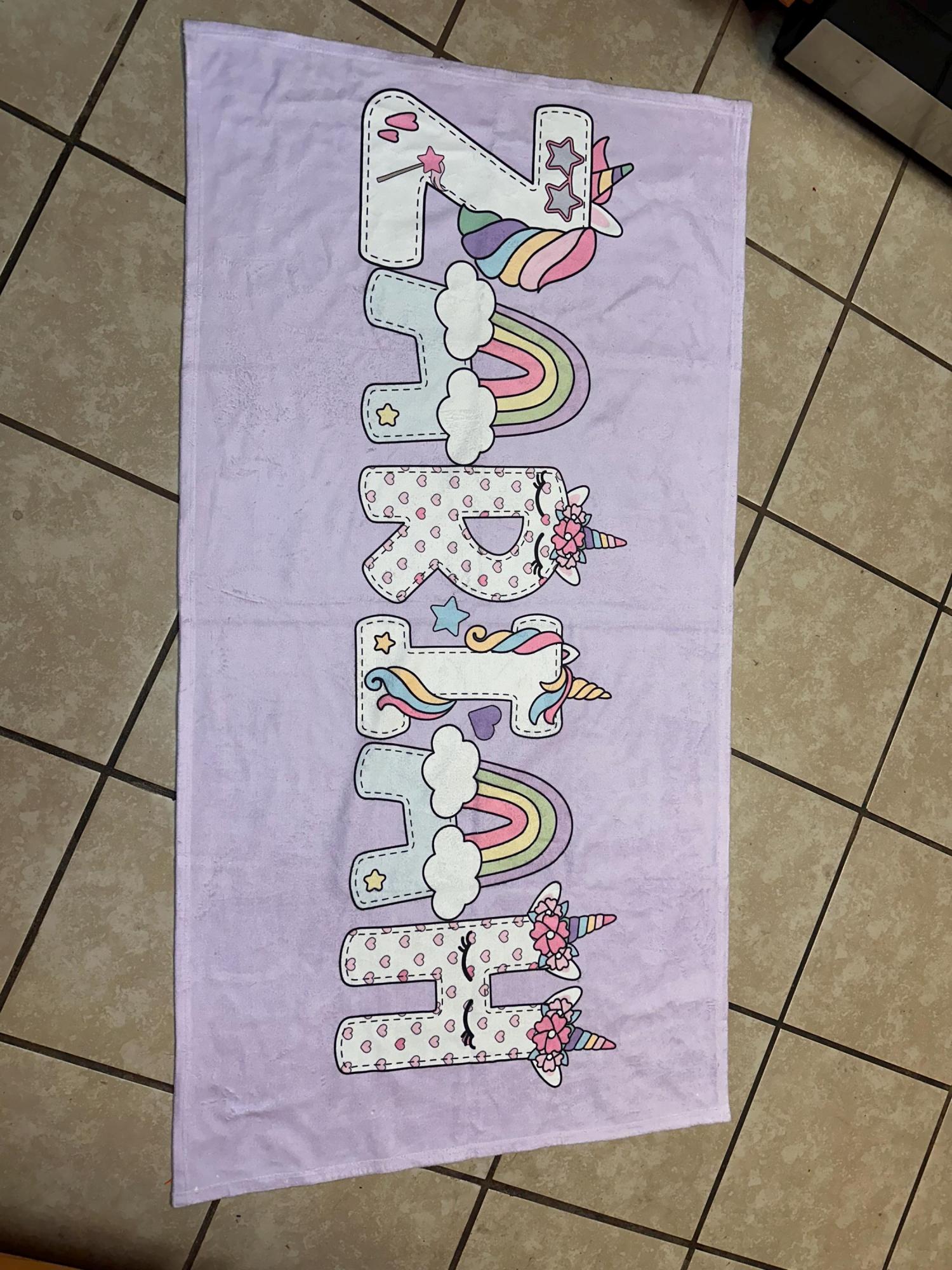 Personalized Unicorn Beach Towel Gift Birthday Party Favor Kid Pool Party Towel Graduation Gift Kid Girl Beach Towel Girl Summer Camp Towel