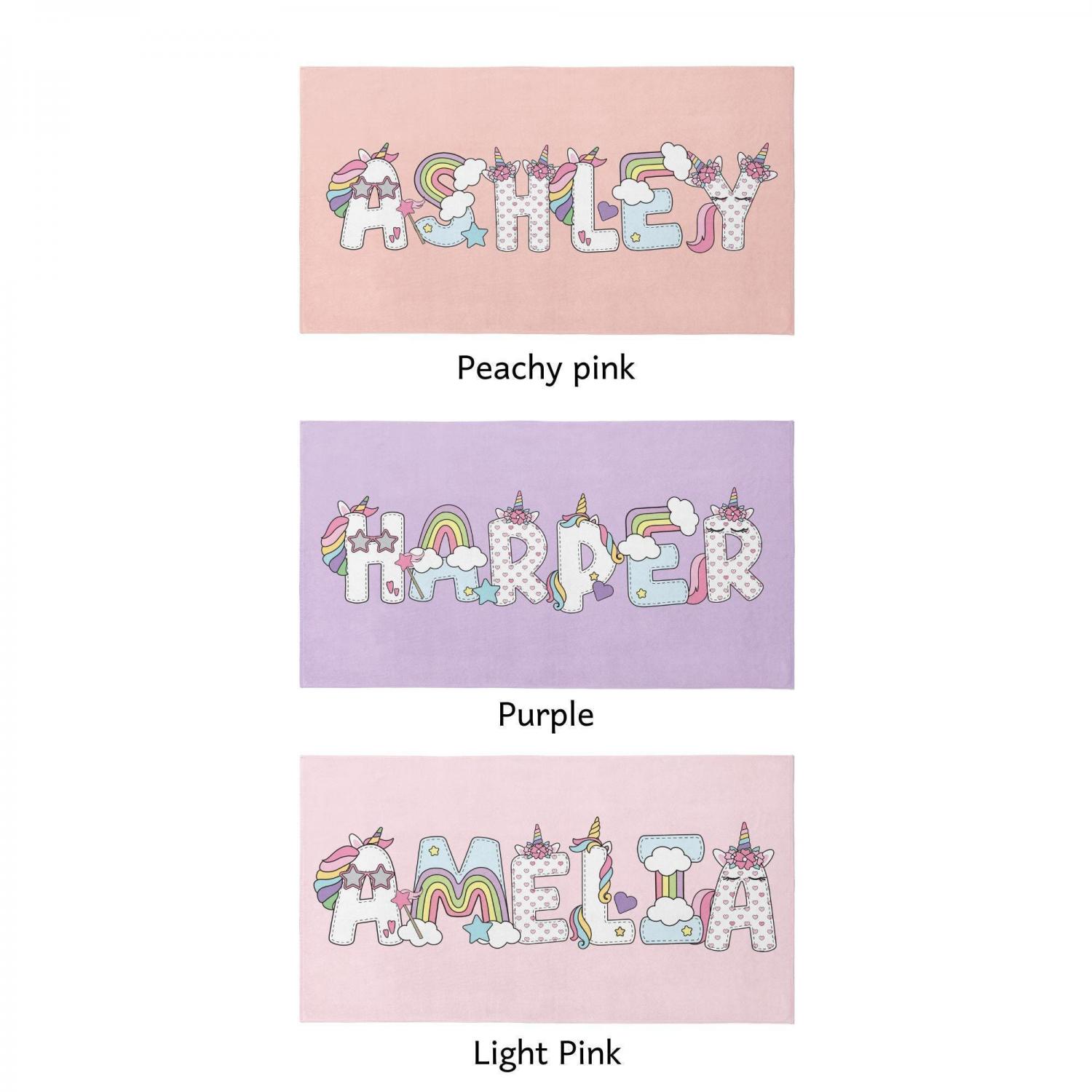 Personalized Unicorn Beach Towel Gift Birthday Party Favor Kid Pool Party Towel Graduation Gift Kid Girl Beach Towel Girl Summer Camp Towel
