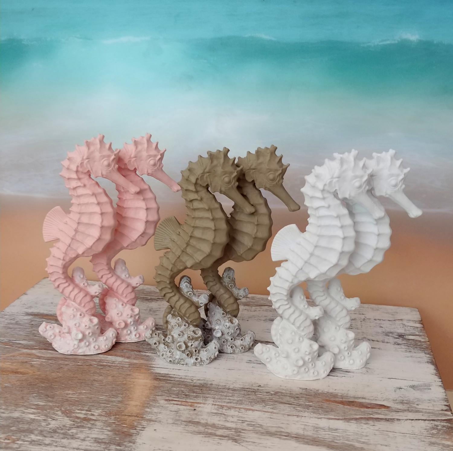 Seahorse wedding cake topper bride and groom beach themed wedding destination ocean nautical beach cake topper seashells ivory kissing