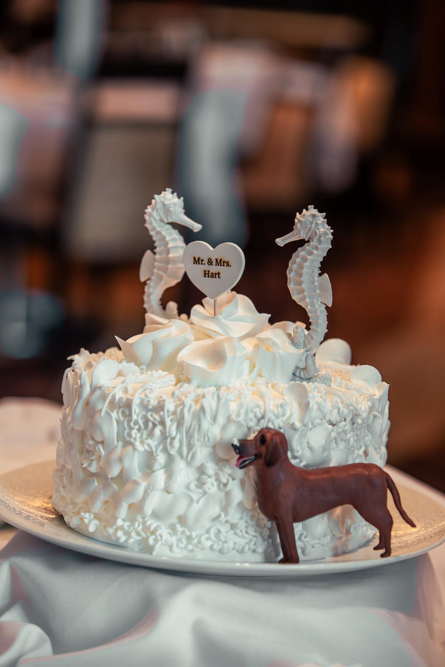 Seahorse wedding cake topper bride and groom beach themed wedding destination ocean nautical beach cake topper seashells ivory kissing