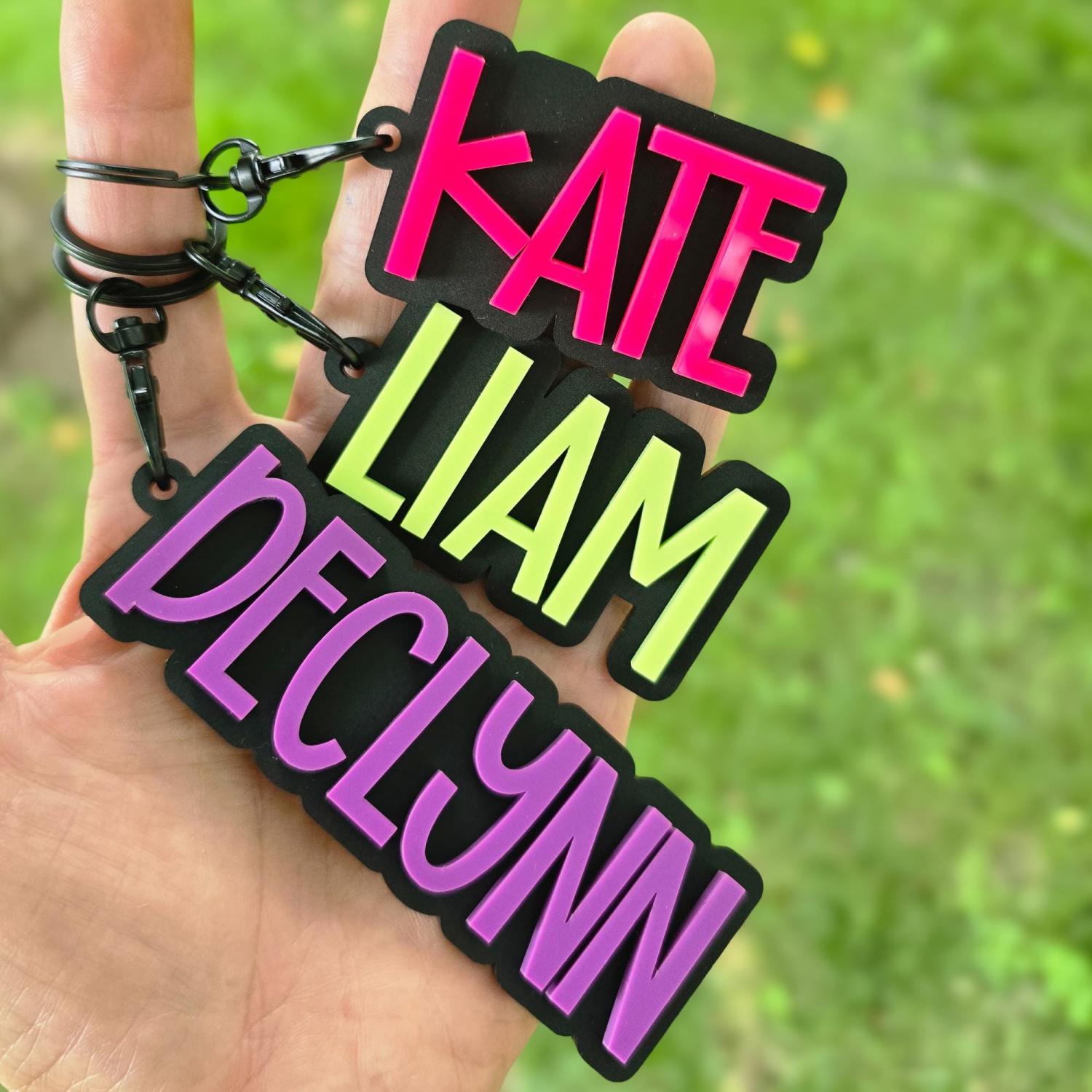 Personalized Bookbag Tag, Boys Backpack Tag, Acrylic Name Tag, Diaper Bag Tag, Kids Luggage Tag, Custom Name Tag, Kids Name Keychain